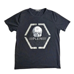 PHILIPP PLEIN‎ Platinum Cut Round Neck Skull Shirt Men's Size Small